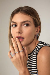 Silver Pink Saturn Adjustable Ring, White Rhodium, Premium Cubic Zirconia + Sun Gift